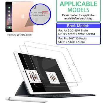 2 KS Tvrdeného Skla Ochranná Fólia Pre iPad Pro 10.5 Screen Protector Sklo Apple 2019 iPad Vzduchu 3 Obrazovke Film Aipad Ochrany
