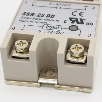 25DD SSR vstup 3~32VDC zaťaženie 5~80VDC DC DC jednofázové polovodičové relé