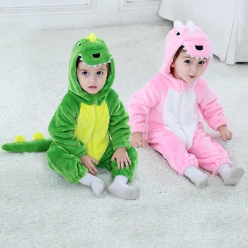 Baby boy Šaty dinosaura Zimné dievčatá Remienky 2019 Celkový Halloween Roztomilé Zviera s Kapucňou Jumpsuit Kostým macacao Bebe Inviernos