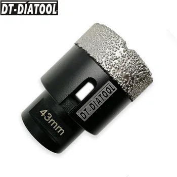 DT-DIATOOL 1pc Dia43mm Suché Vysávače Brazed Diamond Core Bitov Otvor Videl M14 Závit Suché alebo mokré Vŕtanie vrtáky s Segment výška 15 mm