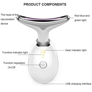 Krk Tvár Masér Fotón LED Terapia redukuje Vrásky Ultrazvukové Vibrácie Navi Kozmetické Výrobky USB Nabíjanie Starostlivosti o Pleť Nástroj