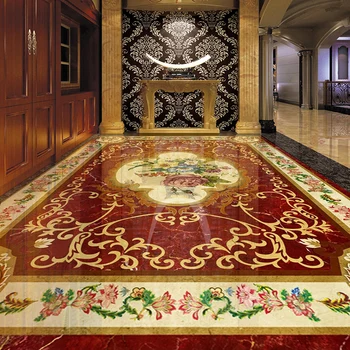 Vlastné 3D Poschodí Nálepky Tapety Európsky Štýl Mramoru Kvetinový Vzor, Obývacia Izba, Spálňa, Podlahy Dekor nástenná maľba Nálepky Stenu