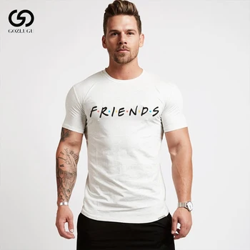 Mužské Oblečenie Muž bežné fitness T-Shirts mužov bavlnené tričko letné módne mens t košele priateľmi print t shirt