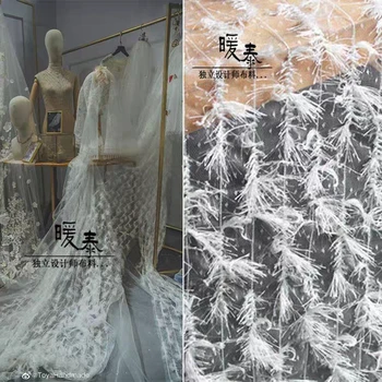 Vyšívané Oka Tylu Textílie Bielej Stereo Catkins urob si sám urob si sám Dekor Patchwork Fáze Sukne, Šaty Svadobné Šaty Čipky Dizajnér Textílie