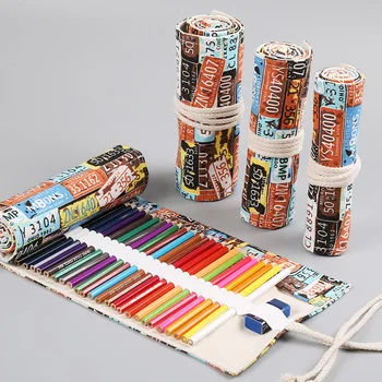Kreatívne Roll peračník 12/24/36/48/72 Otvory Školy Pencilcase pre Dievčatá Chlapci Kazety Veľký Úložný Pero Taška Papiernictvo Kit Box