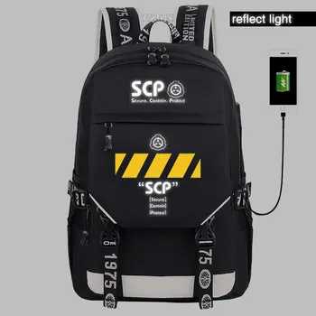 SCP Bezpečné Obsahovať Chrániť Batoh študent školy Plátené tašky Svetelný Aktovka odrážajú svetlo Cestovné Tašky