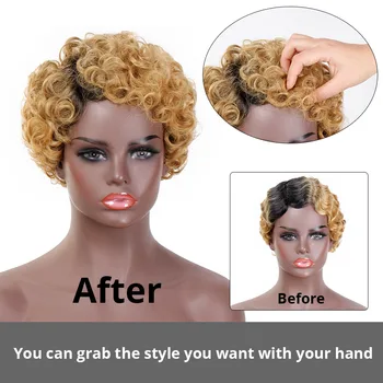 Doris krásy Krátke Kučeravé Blond Čierna Afro Roztomilý Parochňu pre Ženy Syntetické Parochne žiaruvzdorné