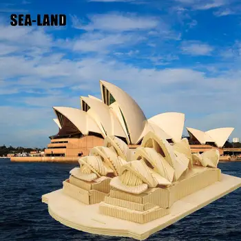3D Diy Drevené Puzzle Hry, Hračky Pre Deti, Sydney Opera House Puzzle Montessori Hračka Výzvou Múdrosť Hobby Darček Pre Dospelých