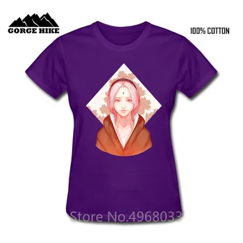 Japonsko, Anime Populárne T-shirt Femme NARUTO Cartoon KD kráľovstvo Kang HIRANO SAKURA Ženy tričko Classic Čistej Bavlny Dievča Top Tričko