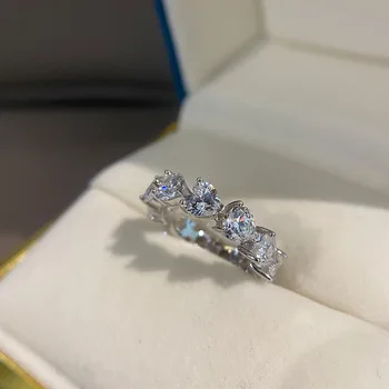2020 Trendy Reálne 925 Sterling Silver Šumivé Srdce Lab Moissanite Diamond Snubné Prstene pre Ženy, Jemné Šperky Darček