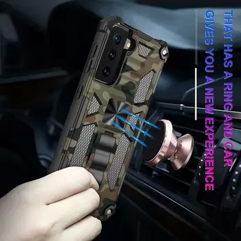 Vojenské Kamufláž Brnenie Shockproof obal Pre Samsung Galaxy S21 Poznámka 20 Ultra S20 FE 5G Luxusné Kryt Držiak do Vozidla Magnetické Prípade