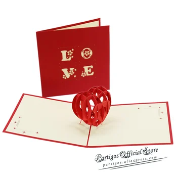 3D Pop-UP Karty Valentines Day Darček Pohľadnicu Svadobné oznámenia Pohľadnice Výročie pre Jej špeciálne pre vás Láska Karty