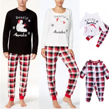 Rodina Zodpovedajúce Vianočné Pyžamo Nastaviť Otca, Ženy, Deti Jeleň Sleepwear Odev Vianoce PJs Sady