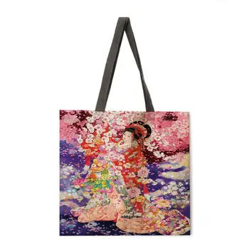 Kimono žena ako tradičné plátenná nákupná taška opakovane kabelka žien ramenný látkové taška skladacia bielizeň taška pláži tote bag