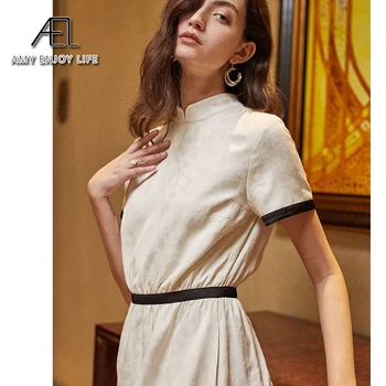 AEL Čínsky štýl, elegancia cheongsam šaty žien 2020 na Začiatku jesene Retro Žakárové tkaniny Spradená z hodvábneho dlhé šaty nové