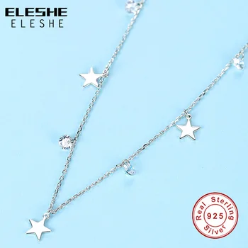 ELESHE Reálne 925 Sterling Silver Oslňujúci Kubický Zirkón Kolo & Hviezdičkový Prívesok Náhrdelníky pre Ženy Choker Náhrdelník Strieborné Šperky