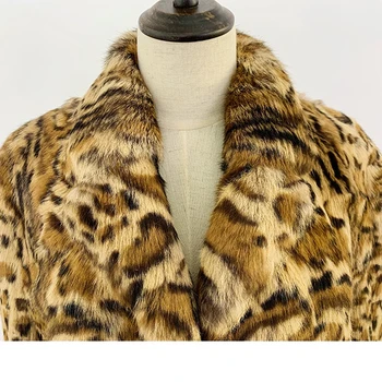 Prírodné Zimné Žena Dlho 2020 Módne Originálne Coats Ženy, Skutočné Rex Králik Kožušinový Kabát Leopard