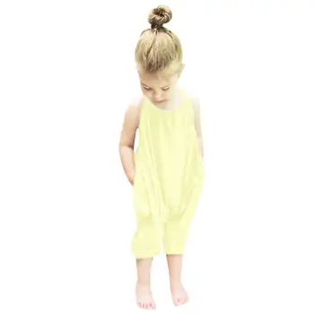 Deti, Dievčatá Vrecku Kombinézach Nové Letné Baby Girl Pevné Trakmi Jumpsuit Kombinézach Mäkké Dievčatá Módne Sunsuits Oblečenie, Oblečenie