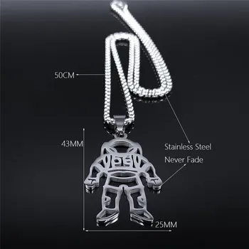 2021 Astronaut Nehrdzavejúcej Ocele Vyhlásenie Náhrdelník Striebornej Farby s Príveskom, Náhrdelník Šperky golier acero inoxidable N4244S01