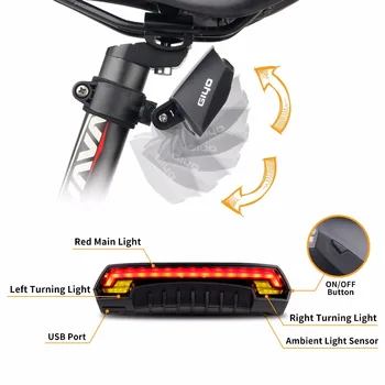 GIYO Požičovňa smerovku Svetlo na Bicykel Zadné zadné Svetlo Laser USB Nabíjateľné Mount LED Svetlo na Bicykel na Bicykli Lanterna Požičovňa Lampa