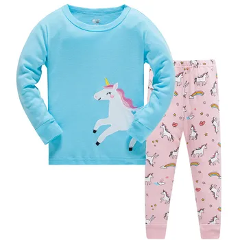 Deti Pyžamo Nastaviť Deti Sleepwear Dievčatká Jednorožec Bavlna Odev Oblečenie Batoľa Sladké Oblek