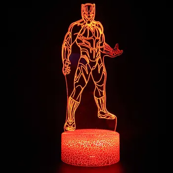 Marvel Avengers Panther Karikatúry Obrázok Akrylových 3D Ilúziu LED Lampa USB Farebné Nočného Model Hračky pre Deti Vianočný Darček