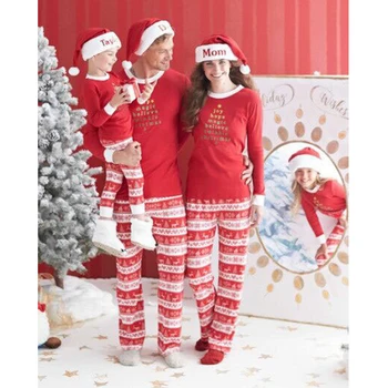 Vianočné Pyžamo Rodiny Zodpovedajúce Oblečenie Rodiny Vzhľad Maminku A Ma Červené Oblečenie S Dlhým Rukávom Vytlačené Na Jeseň Zimné Oblečenie Pre Voľný Čas
