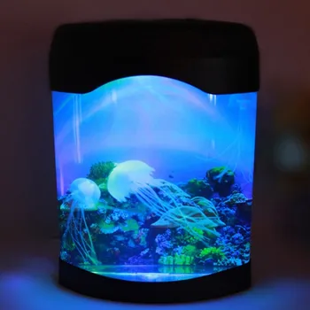 USB LED Medúzy Akvárium Stolná Lampa Mini akvárium Nočné Svetlo Náladu Farba Domáce Dekorácie, Nočné Lampy, detské Darčeky