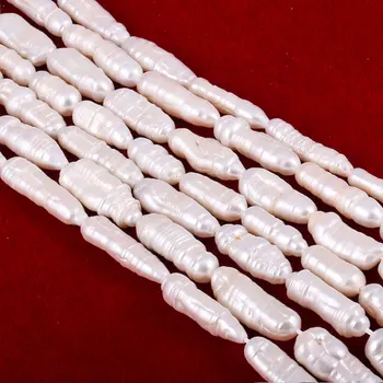 Nové prírodné sladkovodné perlou biela perla nepravidelného korálky použiť na šperky, takže DIY náramok, náhrdelník veľkosti 8x25mm