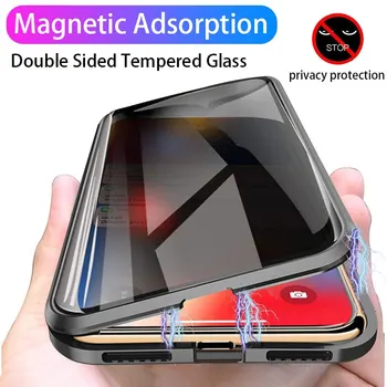 FLOVEME ochrany Osobných údajov Tvrdeného Skla, Magnetické puzdro Pre iPhone 11 Pro Max 6 6 7 8 Plus X XR XS MAX Magnet Kovové Telefónne Prípade Coque