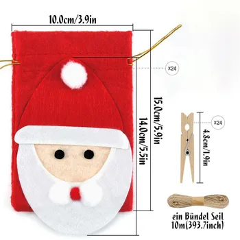 Vianočný Adventný Kalendár Časovač Taška Kalendár Ozdoby Vianočné Darčekové Tašky 24 Santa Claus Tašky S Číslami Vianoce Dekor