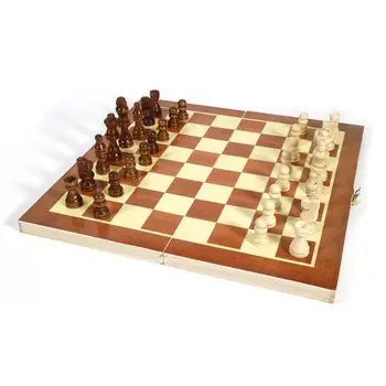 Vtipné Skladacie Folable Drevené International Chess 1set Mini Magnetické Šachy Chessmen Zberu Prenosných Rada Cestovné Hry
