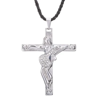Johnny Hallyday gitara cross prívesok náhrdelník mužov šperky nehrdzavejúcej ocele 316, plávajúce medailón charms Kresťanský Kríž