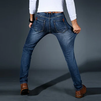 2020 Nové pánske Úsek-fit Jeans Business Bežné Klasický Štýl Módy Džínsové Nohavice Muž Čierna Modrá Sivá Nohavice Plus veľkosť 40