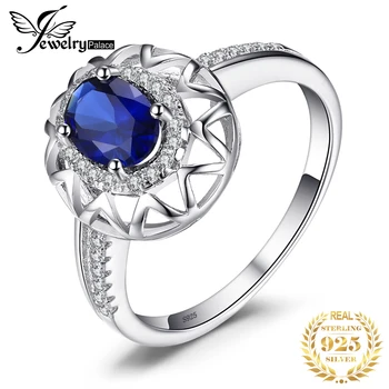 JewelryPalace Vytvorené Sapphire Krúžok 925 Sterling Silver Krúžky pre Ženy Zásnubný Prsteň Striebro 925 Drahokam Šperky Jemné Šperky