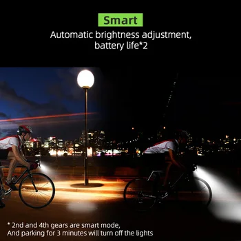 4000mAh Indukčné Bicykel Predné Svetlo Nastavenie USB Nabíjateľné Smart Svetlometu S Horn 800 Lúmenov Lampa LED Bike Cyklistické Baterka