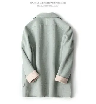 Mozuleva 2020 New Vysoká Kvalita, Dvojité Cashmere Zimné Vlnené Kabát pre Ženy, Zelená Farba kórejský Jednoduché Krátke Štýl Vlnené Kabáty