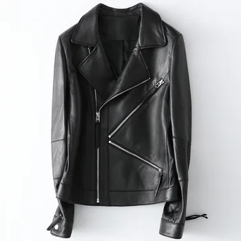 Multi Zipsy Originálne Kožené Bundy Ženy Streetwear Motocykel Jahňacie Reálnom Kožené Tenký Kabát Vysokej Kvality Lady Oblečenie