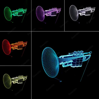 3D Ilúziu Nočné Svetlo Led USB 7 Farieb Hudobný Nástroj, Nočné Lampy, Husle Violončelo Saxofón Roh, Klavír, Gitara Lampy Deti Darčeky