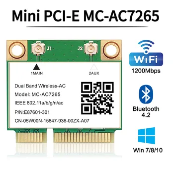 1200Mbps MC-AC7265 Half Mini PCI-E Karty Wifi Bezdrôtové Bluetooth4.2 802.11 ac Dual Band 2.4 G/5 ghz Adaptér Pre Notebook Lepšie 7260AC