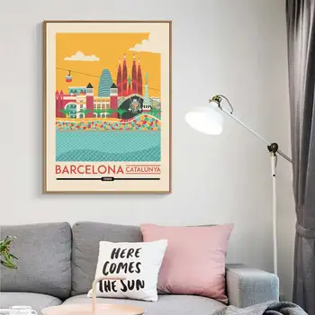 Catalonia Barcelona Španielsko Cestovné Plagát Vytlačí Plátno Na Maľovanie Na Stenu Umenie Obrázok Pre Spálne Domova