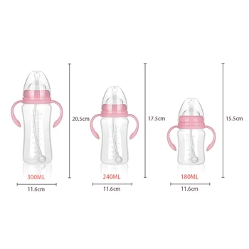 300 ML 240ML 180ML Baby Detská PP BPA Free Mlieka Kŕmenie Fľašu S Anti-Slip Rukoväť & Pohár Kryt Fľaša na Vodu