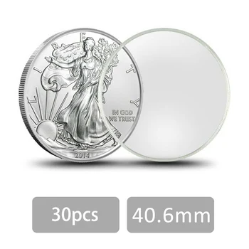 30x 40.6 mm Jasné hermeticky uzavretých Držiak Kapsule Prípade American Silver Eagle 1Oz Mince Chránené Pred Oxidáciou Kolízie