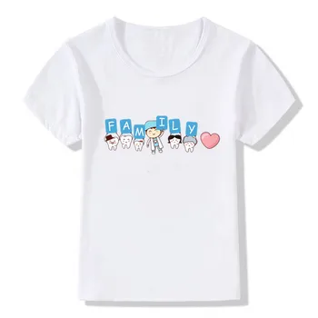 Roztomilý Zub Karikatúra Tlače Funny T-Shirts Dievčatá, Deti Letné Chlapec Oblečenie