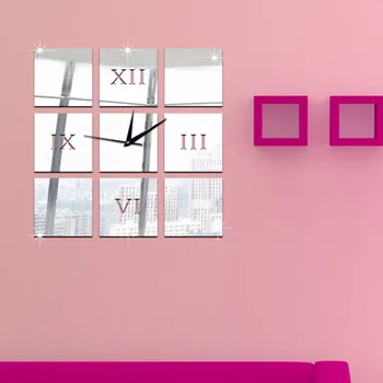 Stena nálepky elektronické hodiny klasické 3D DIY zrkadlo nástenné hodiny moderný dizajn domov miestnosti dekorácie čas nástenné hodiny L0319