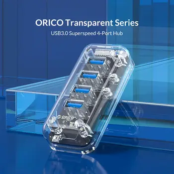 ORICO Ploche Transparentné USB 3.0 HUB 4 7 Porty 5Gbps High Speed Napájanie a Nabíjačky pre Mobilné Telefón Windows, Mac, Linux Notebook PC