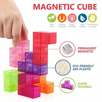 3x3 Magnetické Cube Stavebné Bloky 3D Magnet Dlaždice 7Pcs Nastaviť Puzzle Rýchlosť Kocka 3x3x3 s 54pcs Sprievodca Karty Inteligencie