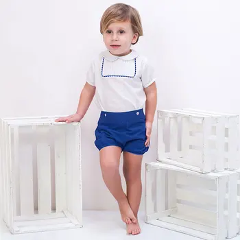 2020Summer Nové Španielsko Dieťa Boys Krátky Rukáv Oblečenie Set Bavlna Narodeninovej Party Oblečenie Nastaviť Boutique Chlapcov Deti Oblečenie