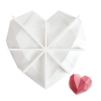 Pečenie Tortu Formy 7 palcový Silikónové Non-Stick 3D Diamond Láska Srdce Tvar Mousse Šifón Puding Zmrzliny Biele Kuchynské Náradie