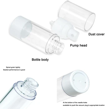 12Pcs 15ml 30 ml 50 ml Hyaline Plastové Vákuové Hmly Fľaše Naplniteľné Recyklovať Opakovane Použiť pre Domáce Cestovné µahké